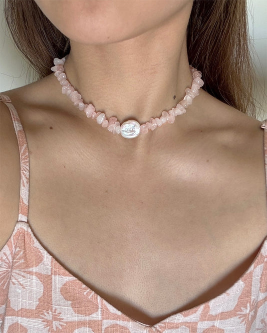 手作飾品品牌 Silhouette Spark 巴洛克珍珠粉晶項鍊 Itay Necklace