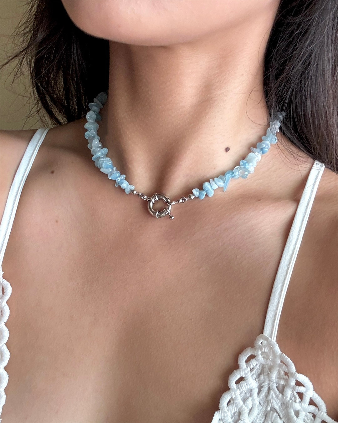 手作飾品品牌 Silhouette Spark 天然石項鍊 海藍寶項鍊 Kori Necklace