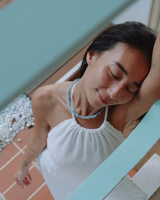 手作飾品品牌 Silhouette Spark 天然石項鍊 海藍寶項鍊 Kori Necklace