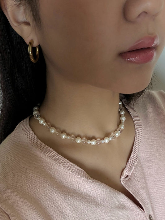 手作飾品品牌 Silhouette Spark 天然珍珠及水晶項鍊 Zaria Necklace