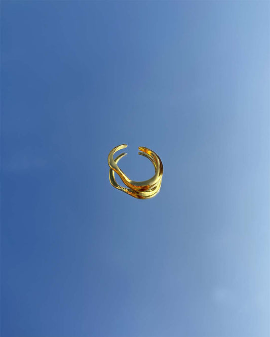 手作飾品品牌 Silhouette Spark 可碰水金色戒指 Ray Ring