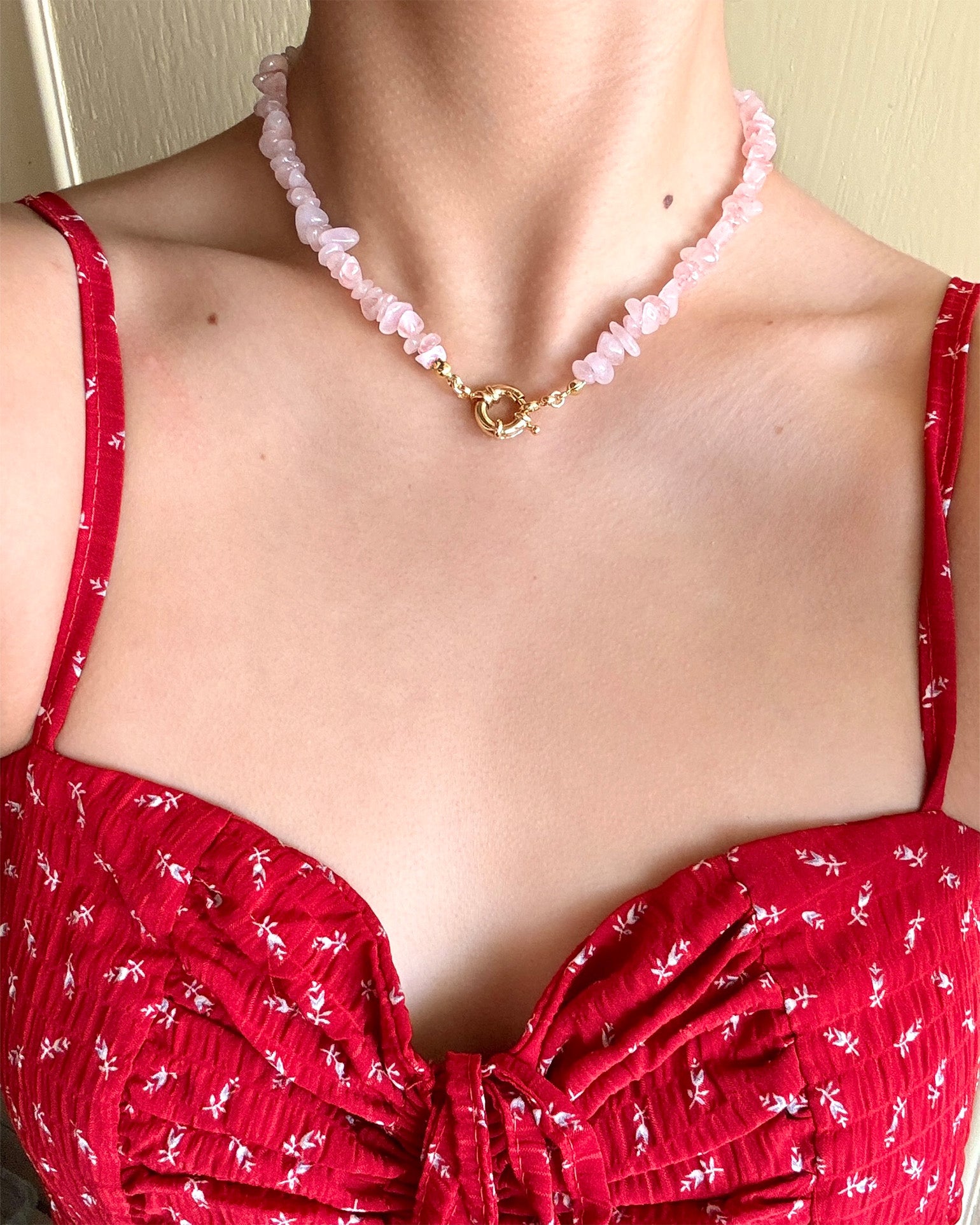 手作飾品品牌 Silhouette Spark 天然石項鍊 粉晶項鍊 Ife Necklace