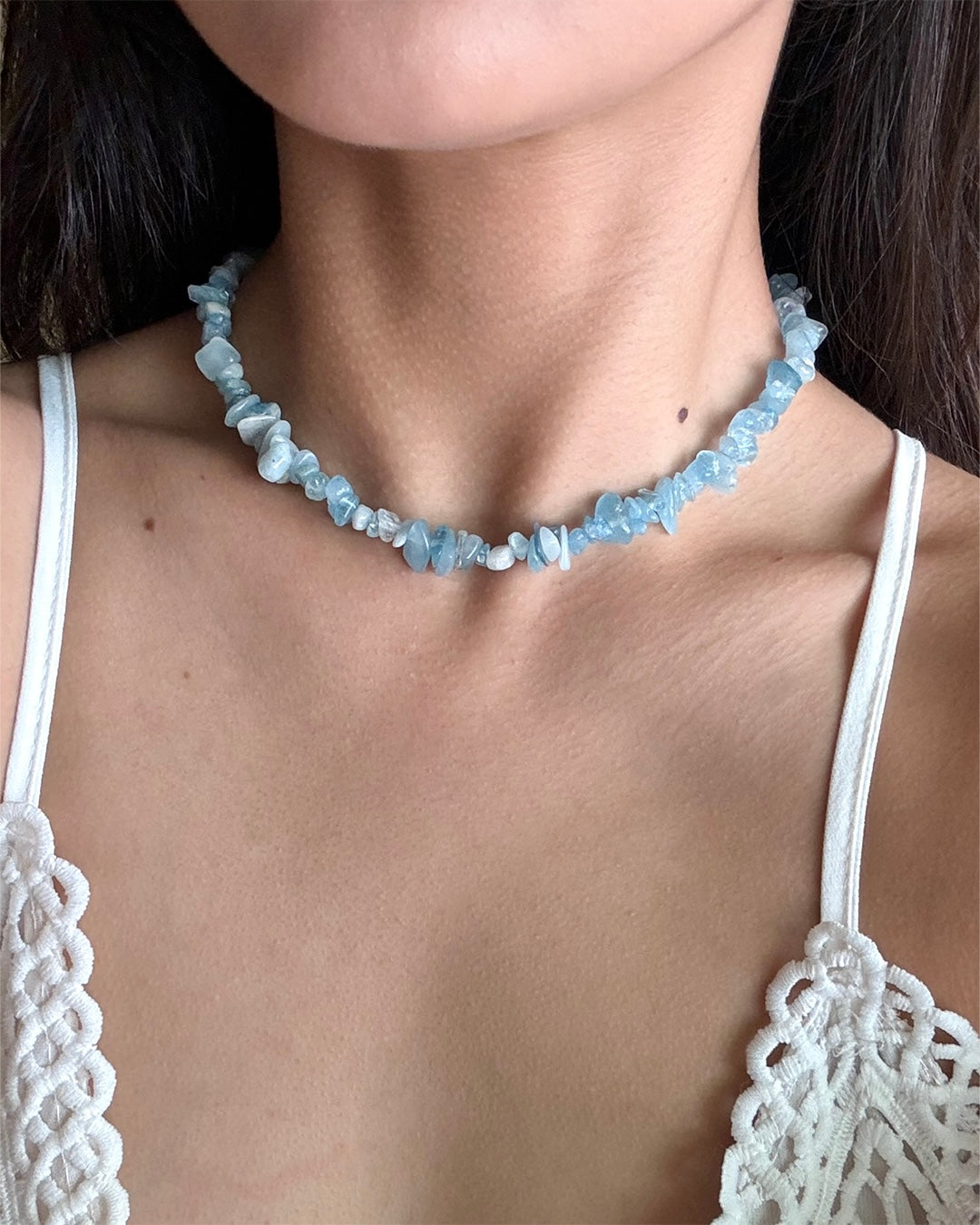 手作飾品品牌 Silhouette Spark 天然石項鍊 海藍寶項鍊 Kori Necklace