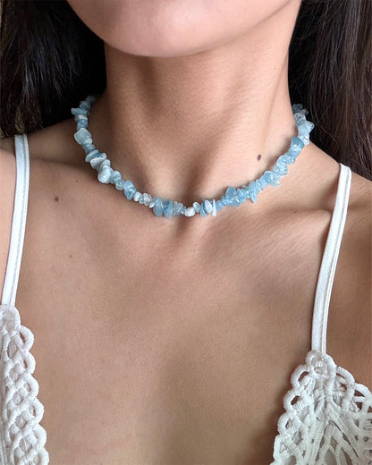 手作飾品品牌 Silhouette Spark 天然石項鍊 海藍寶項鍊 Kori Necklace