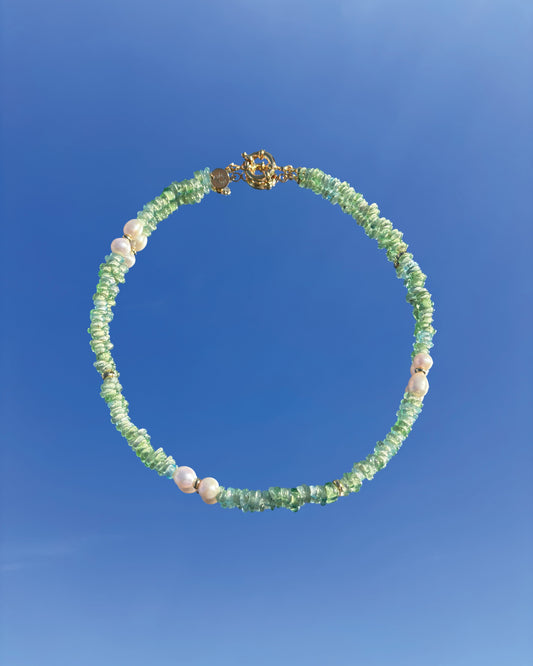 手作飾品品牌 Silhouette Spark 淺綠色珍珠項鍊 Brie 項鍊 Brie necklace