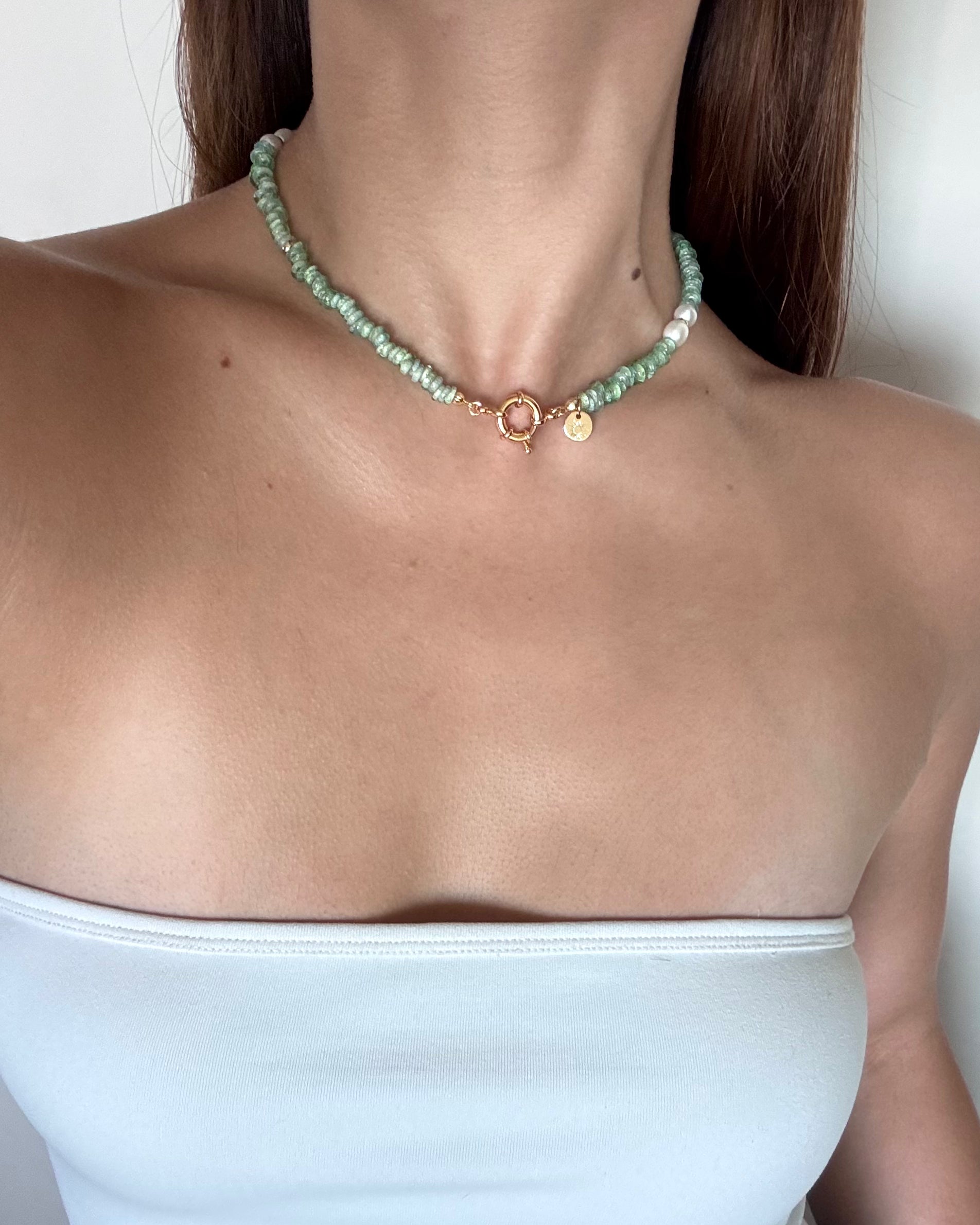 手作飾品品牌 Silhouette Spark 淺綠色珍珠項鍊 Brie 項鍊 Brie necklace