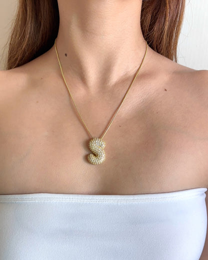 手作飾品品牌 Silhouette Spark 鋯石字母吊墜項鍊 Bubble Necklace