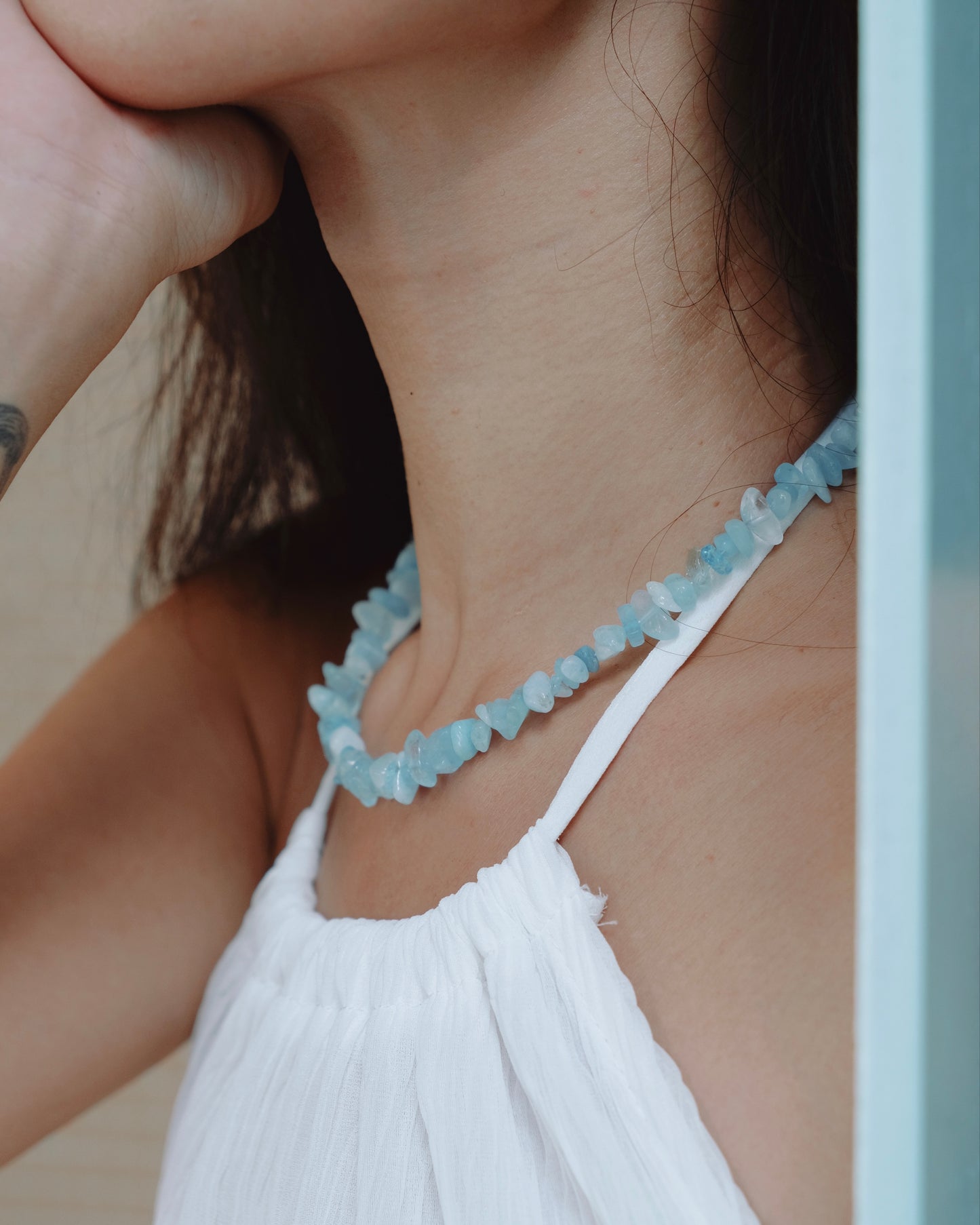 手作飾品品牌 Silhouette Spark 天然石項鍊 海藍寶項鍊 Kori Necklace