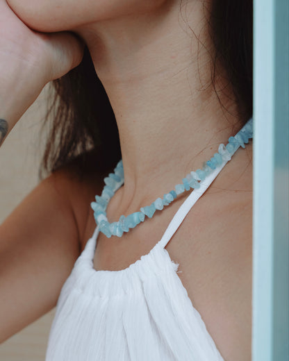 手作飾品品牌 Silhouette Spark 天然石項鍊 海藍寶項鍊 Kori Necklace