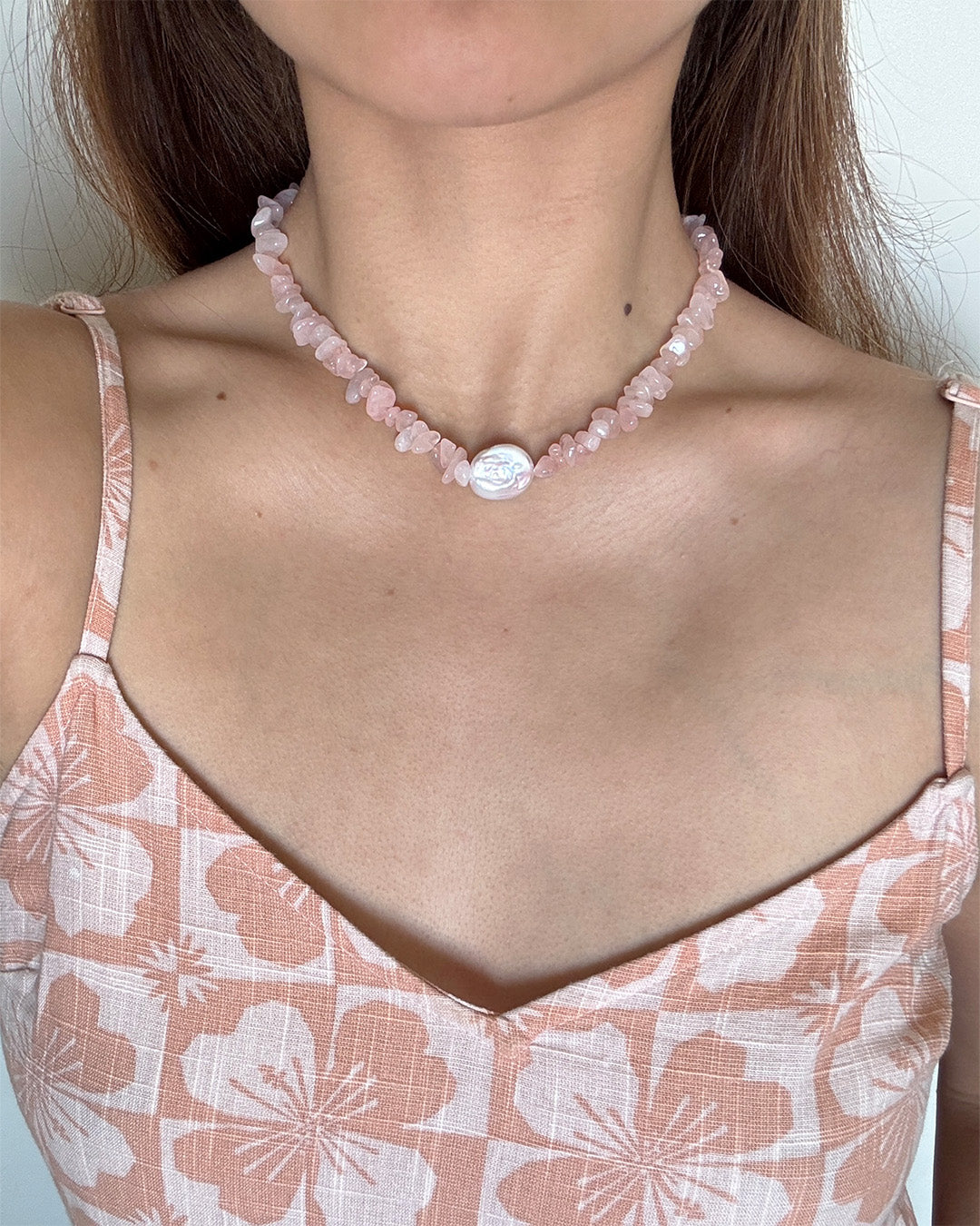 手作飾品品牌 Silhouette Spark 巴洛克珍珠粉晶項鍊 Itay Necklace