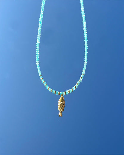 手作飾品品牌 Silhouette Spark 天河石幸運魚項鍊 Kini 項鍊 Kini amazonite gemstone necklace