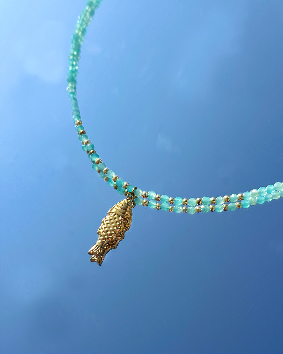 手作飾品品牌 Silhouette Spark 天河石幸運魚項鍊 Kini 項鍊 Kini amazonite gemstone necklace