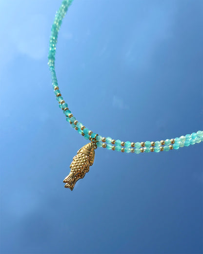 手作飾品品牌 Silhouette Spark 天河石幸運魚項鍊 Kini 項鍊 Kini amazonite gemstone necklace