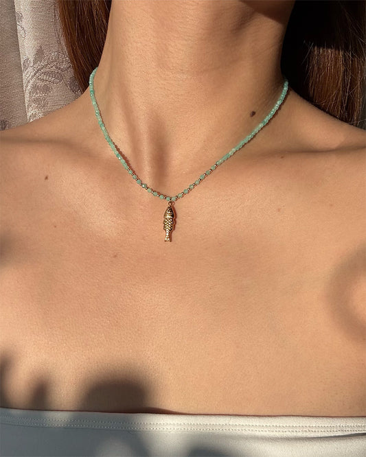 手作飾品品牌 Silhouette Spark 天河石幸運魚項鍊 Kini 項鍊 Kini amazonite gemstone necklace