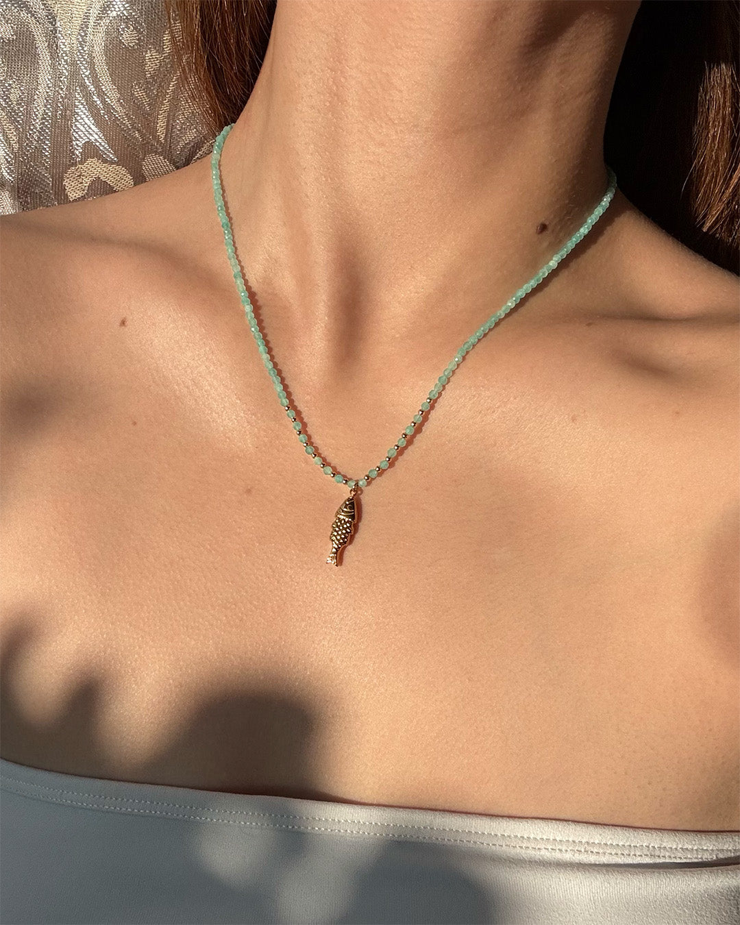 手作飾品品牌 Silhouette Spark 天河石幸運魚項鍊 Kini 項鍊 Kini amazonite gemstone necklace