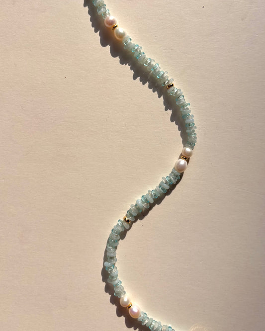 手作飾品品牌 Silhouette Spark 淺藍色珍珠項鍊 Rhea 項鍊 Rhea necklace