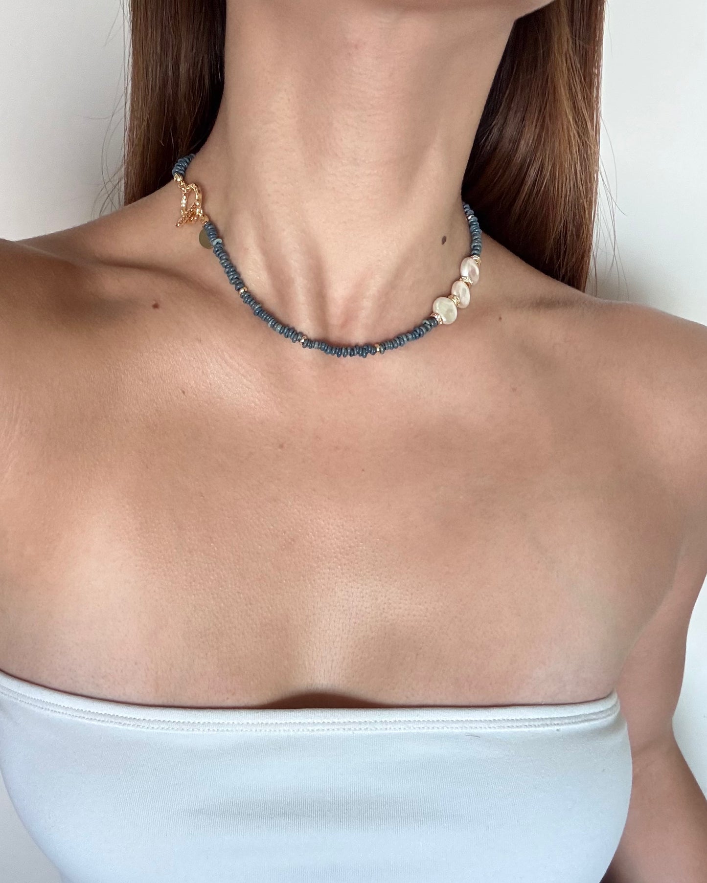 手作飾品品牌 Silhouette Spark 深藍色珍珠項鍊 Ula 項鍊 Ula necklace
