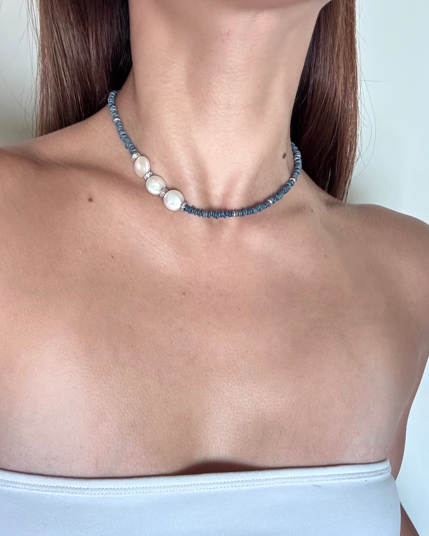 手作飾品品牌 Silhouette Spark 深藍色珍珠項鍊 Ula 項鍊 Ula necklace