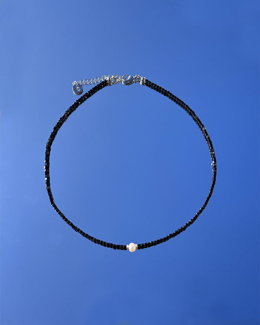 手作飾品品牌 Silhouette Spark 黑尖晶水晶珍珠項鍊 ZIVA necklace